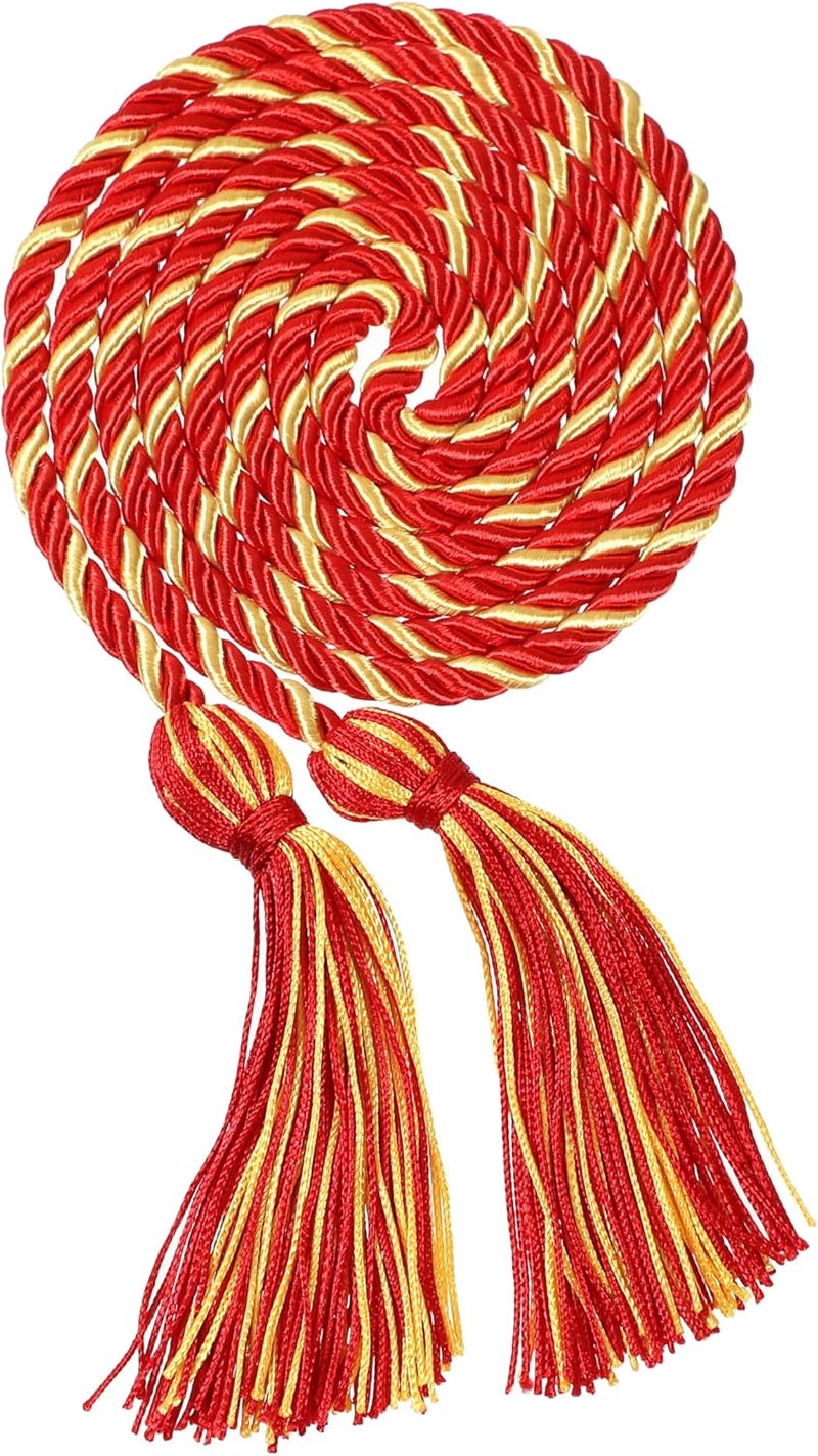 Erligo 2Pcs Graduation Multi Color Braided Honor Cords with Tassel for High School Bachelor Master Doctor 68" Long (Red Gold) - Image 2